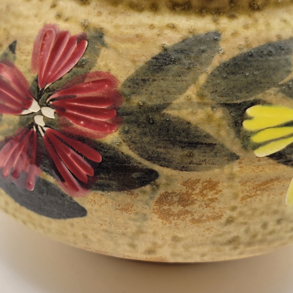 Nasco Teapot Japan Fine Stoneware Hand Painted Flowers Bamboo Wrapped Handle - Picture 4 of 13